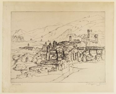  Emilio Mazzoni Zarini  (Firenze, 1869 - 1949) : Dovadola.  - Auction Prints, Drawings, Maps and Views - Libreria Antiquaria Gonnelli - Casa d'Aste - Gonnelli Casa d'Aste
