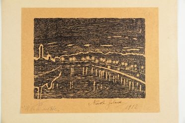  Nicola Galante  (Vasto, 1883 - Torino, 1969) : Il Po di notte.  - Auction Prints, Drawings, Maps and Views - Libreria Antiquaria Gonnelli - Casa d'Aste - Gonnelli Casa d'Aste