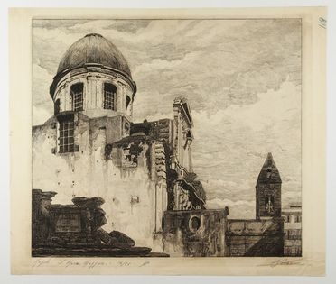  Alberto Serao  (Salerno, 1912 - Genova, 1965) : S. Maria Maggiore in Napoli.  - Asta Stampe, disegni, carte geografiche e vedute - Libreria Antiquaria Gonnelli - Casa d'Aste - Gonnelli Casa d'Aste