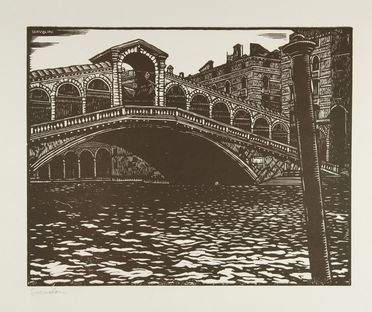  Luigi Servolini  (Livorno, 1900 - 1981) : Ponte di Rialto a Venezia.  - Auction Prints, Drawings, Maps and Views - Libreria Antiquaria Gonnelli - Casa d'Aste - Gonnelli Casa d'Aste