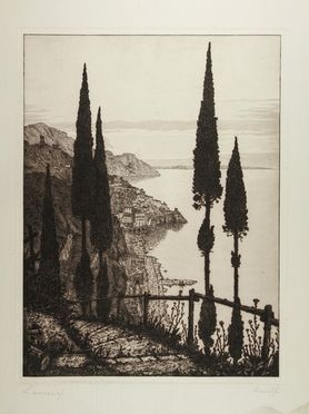  Laurenzio Laurenzi  (Assisi, 1878 - Roma, 1946) : Amalfi.  - Auction Prints, Drawings, Maps and Views - Libreria Antiquaria Gonnelli - Casa d'Aste - Gonnelli Casa d'Aste