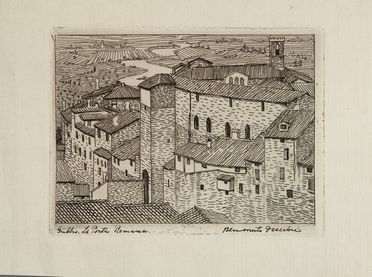  Benvenuto Disertori  (Trento, 1887 - Milano, 1969) : Gubbio. La Porta Romana.  - Asta Stampe, disegni, carte geografiche e vedute - Libreria Antiquaria Gonnelli - Casa d'Aste - Gonnelli Casa d'Aste