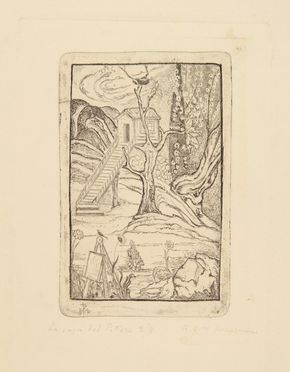  Raoul Dal Molin Ferenzona  (Firenze, 1879 - Milano, 1946) : La casa del pittore.  - Auction Prints, Drawings, Maps and Views - Libreria Antiquaria Gonnelli - Casa d'Aste - Gonnelli Casa d'Aste