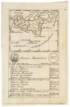  Rabatta Agostino, de Baillou Giovanni : Governo Monarchico. R. di Sicilia anticamente Trinacria.  Aniello Lamberti  - Asta Stampe, disegni, carte geografiche e vedute - Libreria Antiquaria Gonnelli - Casa d'Aste - Gonnelli Casa d'Aste