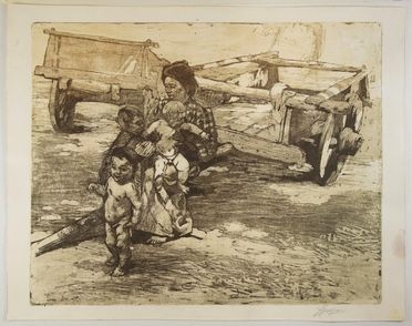 Giuseppe Graziosi  (Savignano sul Panaro, 1879 - Firenze, 1942) : Madre con tre figli  - Auction Prints, Drawings, Maps and Views - Libreria Antiquaria Gonnelli - Casa d'Aste - Gonnelli Casa d'Aste
