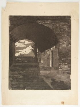  Umberto Prencipe  (Napoli, 1879 - Roma, 1962) : Scorcio notturno.  - Auction Prints, Drawings, Maps and Views - Libreria Antiquaria Gonnelli - Casa d'Aste - Gonnelli Casa d'Aste