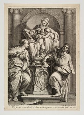  Pierre-Jean Mariette  (1694 - 1774) : Madonna in trono e Santi.  - Auction Prints, Drawings, Maps and Views - Libreria Antiquaria Gonnelli - Casa d'Aste - Gonnelli Casa d'Aste