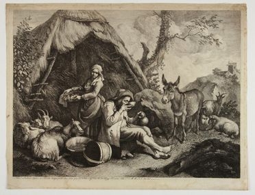  Francesco Londonio  (Milano, 1723 - 1783) [da] : Paesaggio con due contadini, capre e un mulo.  - Auction Prints, Drawings, Maps and Views - Libreria Antiquaria Gonnelli - Casa d'Aste - Gonnelli Casa d'Aste