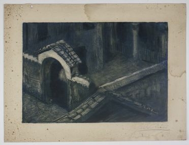  Giulio Ricci  (Bologna, 1874 - 1939) : Interno di cortile.  - Auction Timed Auction: Prints & drawings - Libreria Antiquaria Gonnelli - Casa d'Aste - Gonnelli Casa d'Aste