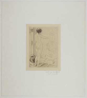  Carl Larssonn  (Stoccolma, 1853 - Sundborn, 1919) : Modellen ved kaminen  - Modèle se chauffant.  - Auction Timed Auction: Prints & drawings - Libreria Antiquaria Gonnelli - Casa d'Aste - Gonnelli Casa d'Aste