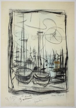  Charles Ortega  (Oran, Algeria, 1925 - 2006) : Barche.  - Auction Timed Auction: Prints & drawings - Libreria Antiquaria Gonnelli - Casa d'Aste - Gonnelli Casa d'Aste