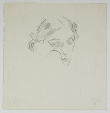  Enrico Sacchetti  (Roma, 1877 - Firenze, 1969) : Volto femminile.  - Auction Timed Auction: Prints & drawings - Libreria Antiquaria Gonnelli - Casa d'Aste - Gonnelli Casa d'Aste